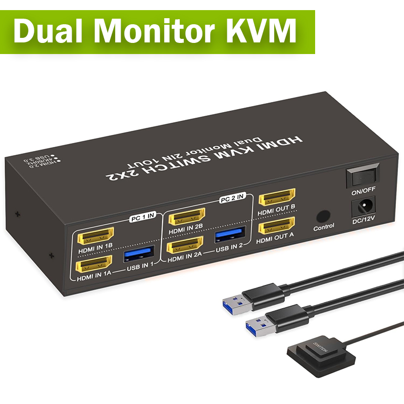 Kvm Switch Dual Monitor - 2x2 двойной монитор HDMI KVM-переключатель 2