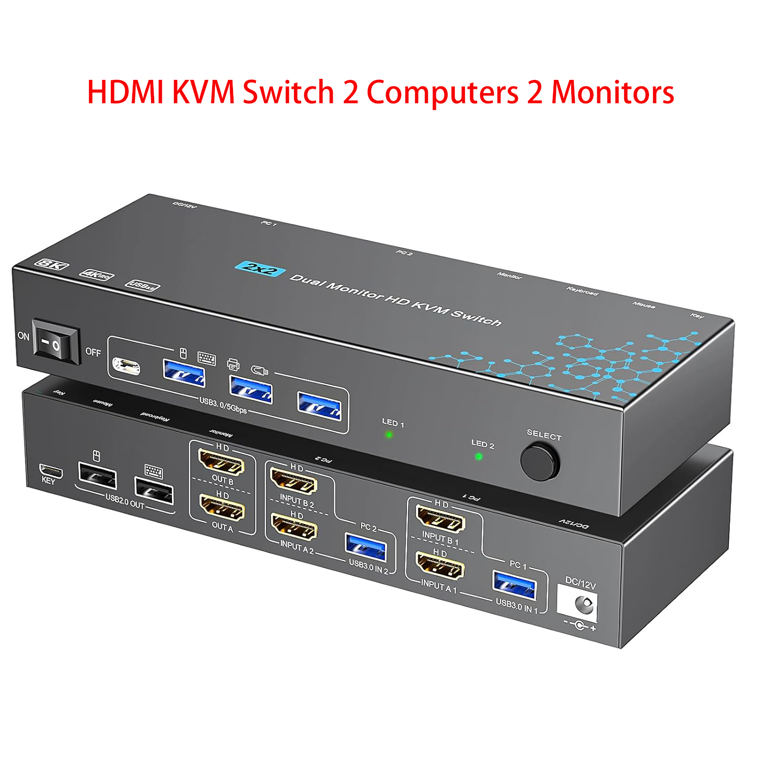 Kvm Switch Dual Monitor - KVM-переключатель для 2 компьютеров и 2