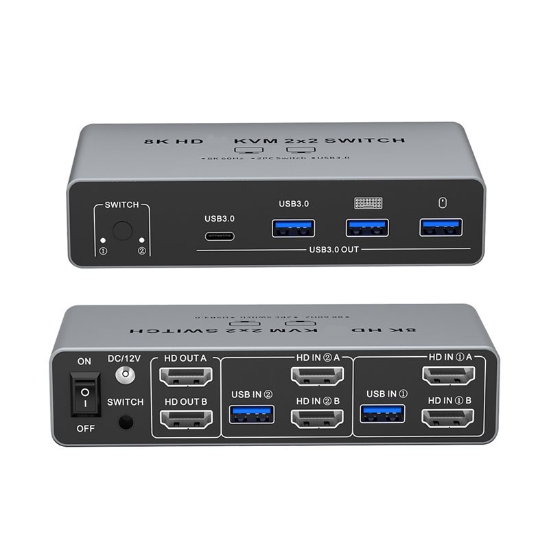 Kvm Switch Dual Monitor - ABMF-8K - Совместимый KVM-переключатель 2X2 с