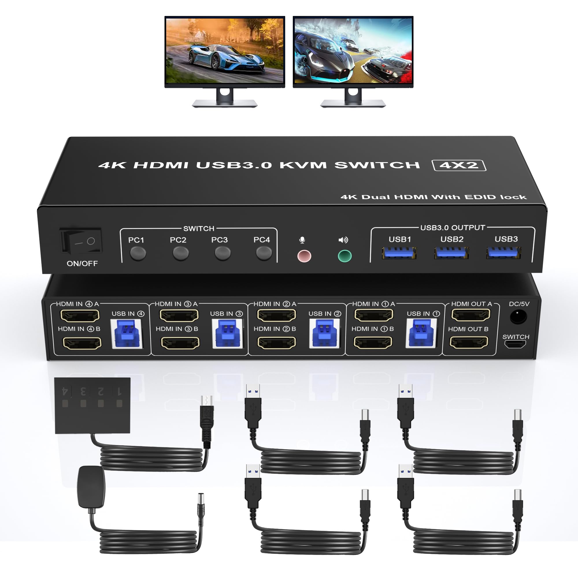 Kvm Switch Dual Monitor - 4K USB 3.0 KVM-переключатель HDMI Двойные