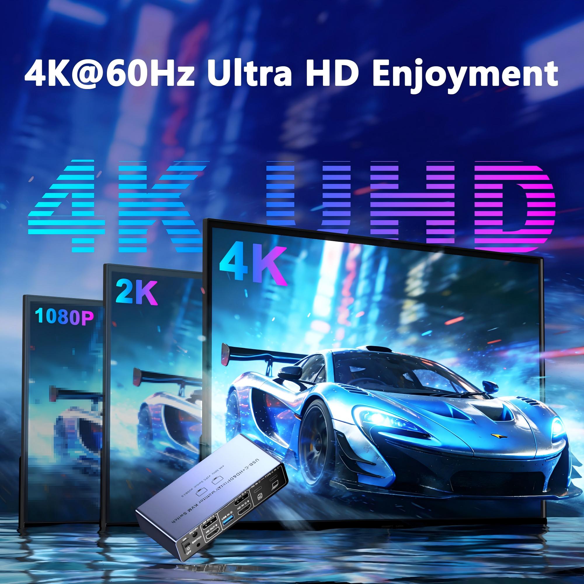 HDM DP KVM-переключатель для 2 – обзор и цена Kvm Switch Dual Monitor
