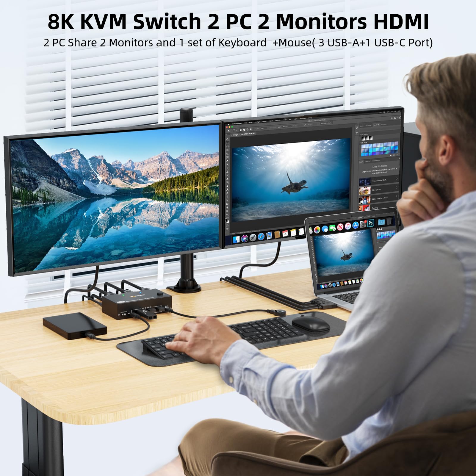 KVM-переключатель USB 3.0 для  – обзор и цена Kvm Switch Dual Monitor